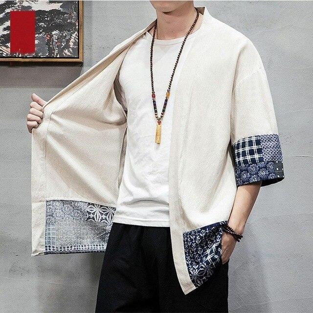 Veste Homme Kimono-Blanc-XL-