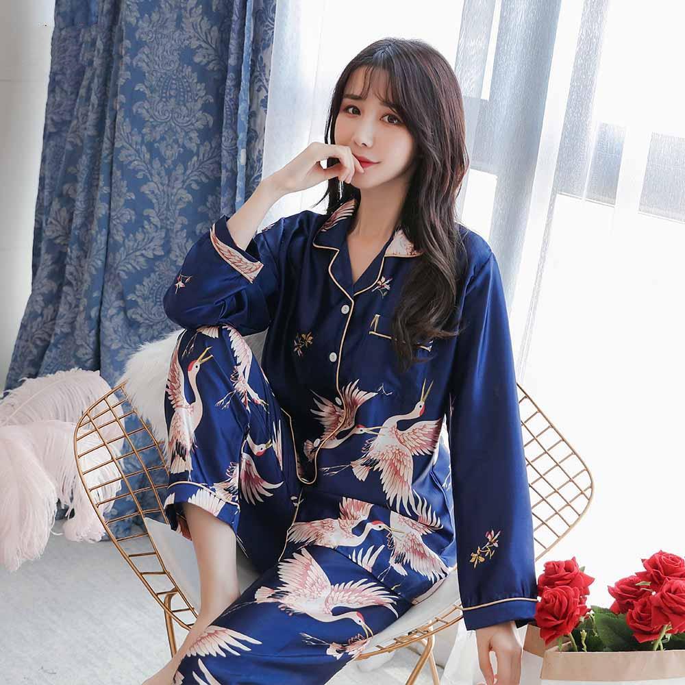 Pyjama en Soie Japonais Bleu-