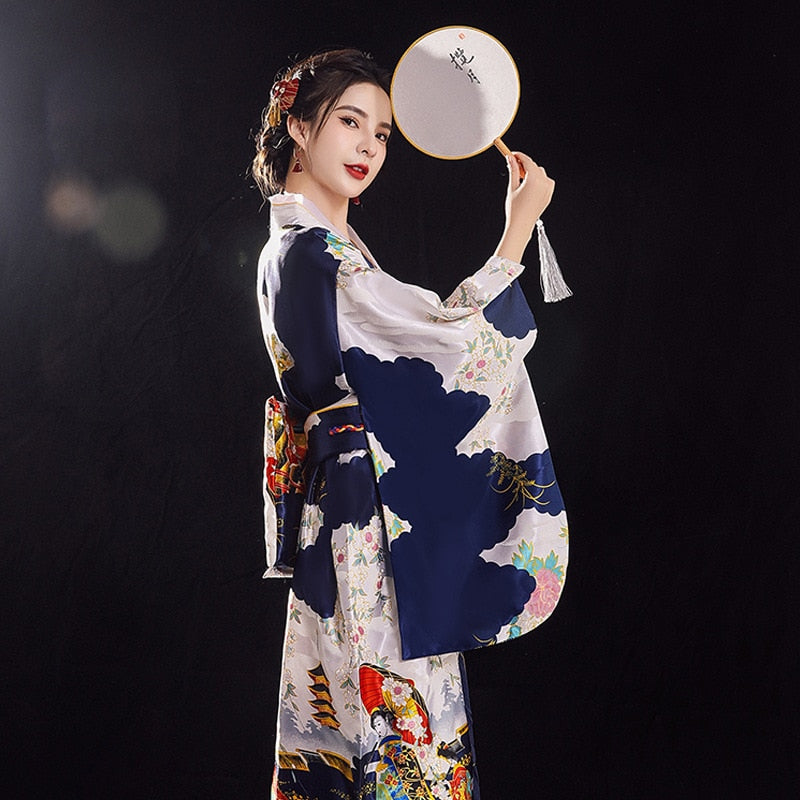 Robe Kimono Bleu Nuit-M