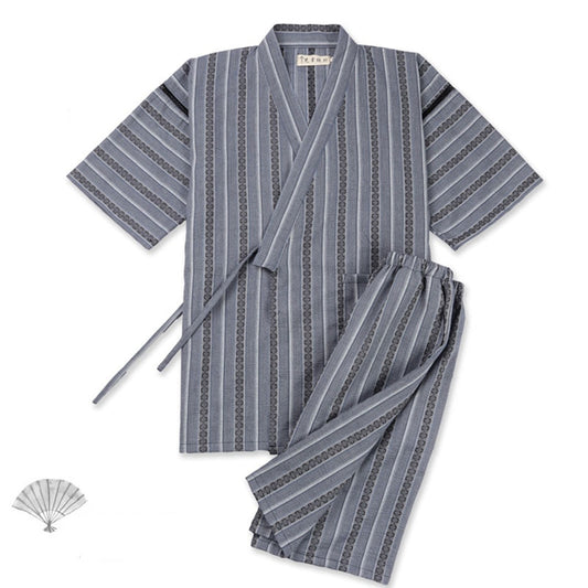 Pyjama-Japonais-Rayé-Bleuté