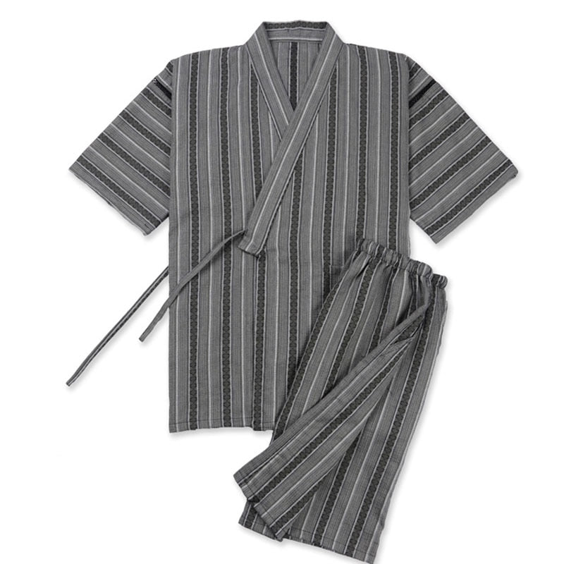 Pyjama-Japonais-Rayé-Gris