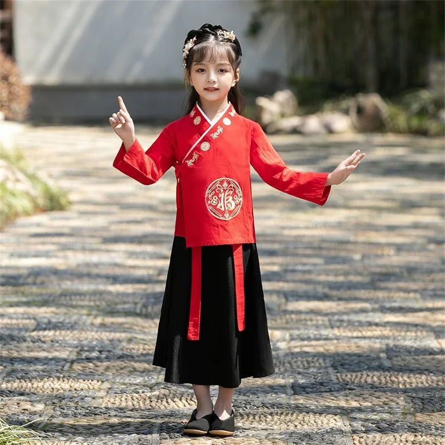 Kimono Japonais Enfant-Rouge-Fille
