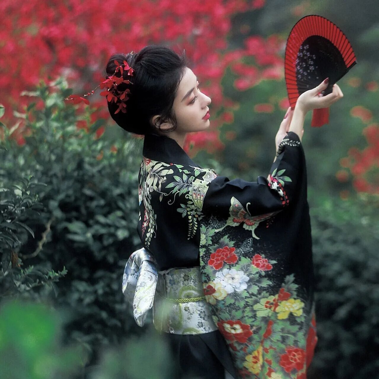 Kimono Long Femme Noir-