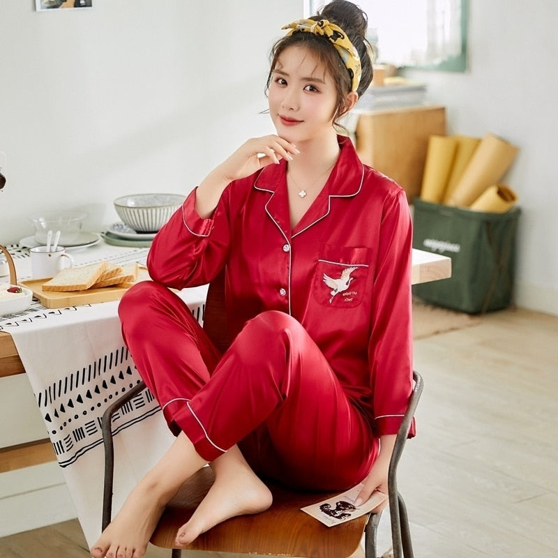 Pyjama Japonais Rouge-Femme