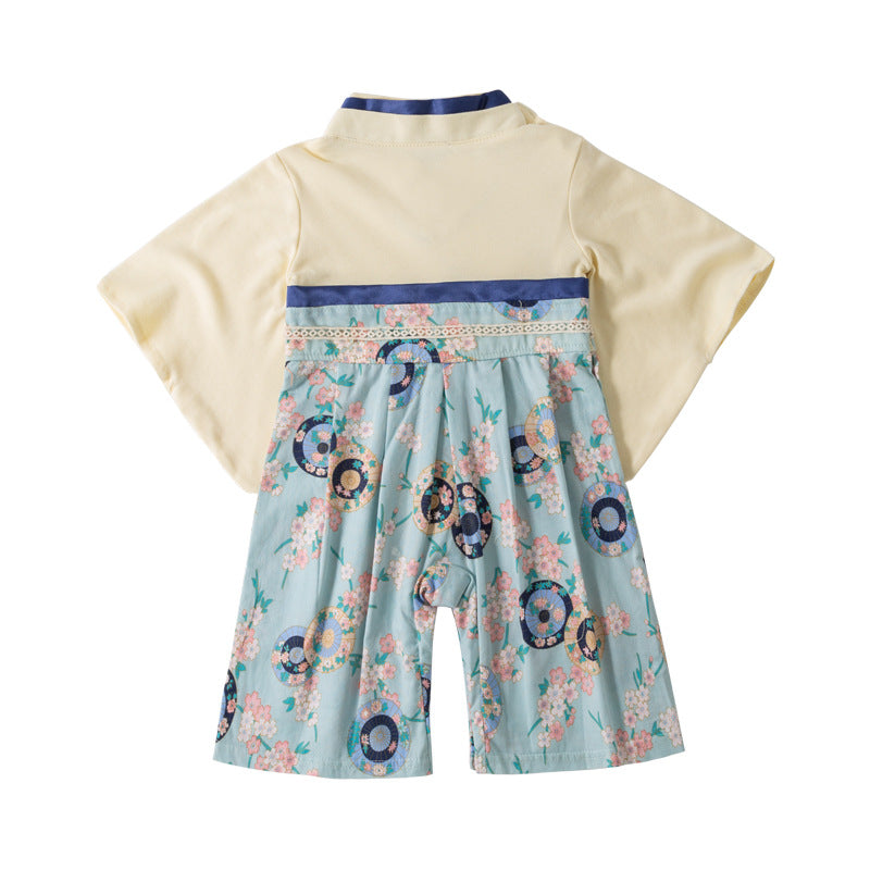 Kimono Pour Enfant-Bleu-Dos