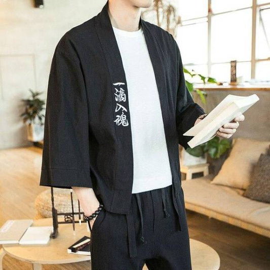 Haori Homme Noir-Noir-M-