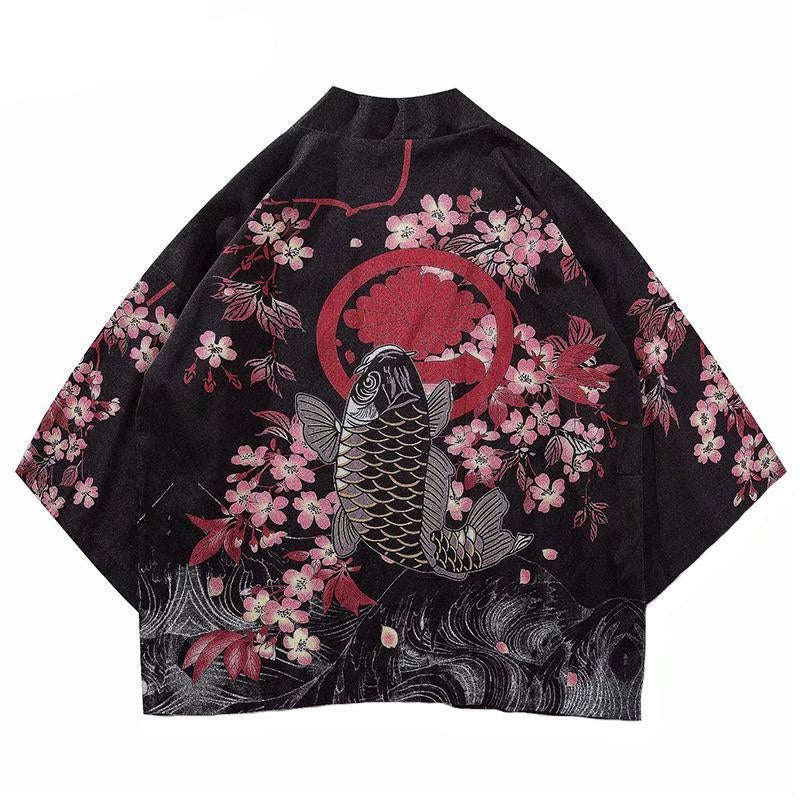 Haori Kimono Cardigan Noir-M-