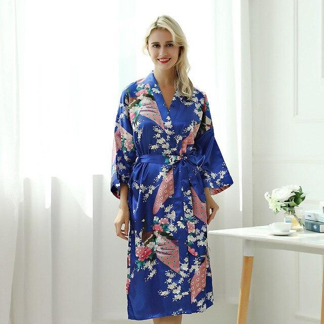 Kimono Court Bleu Femme-Bleu Marine-S-