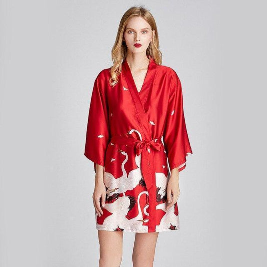 Kimono Court Femme - Aka-Rouge & Blanc-XXL-
