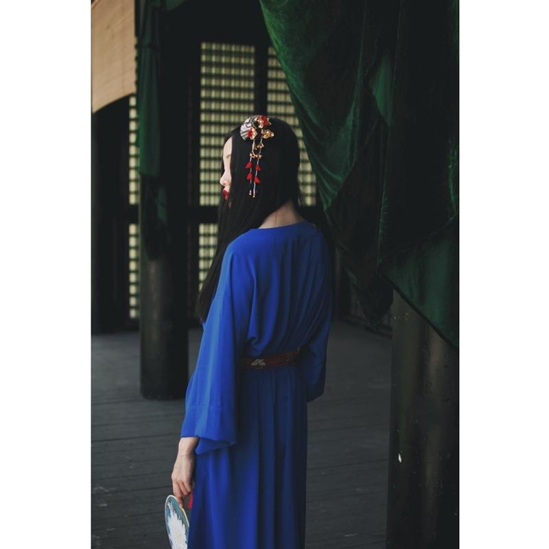 Kimono Court Femme Bleu-