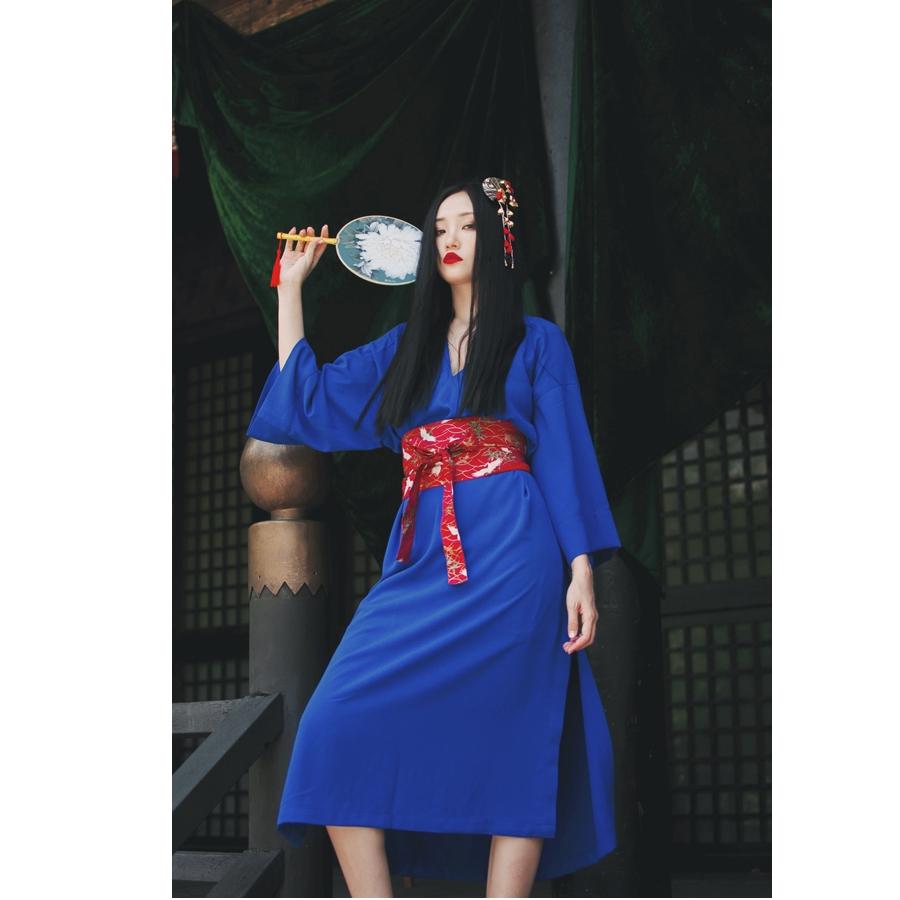 Kimono Court Femme Bleu-