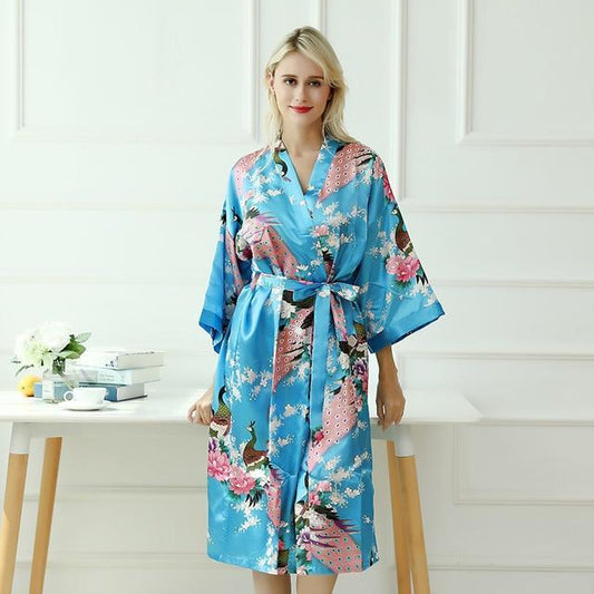 Kimono Court Femme Cyan-Cyan-S-