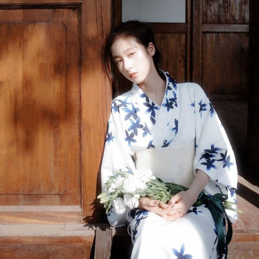 Kimono Femme Blanc Long-