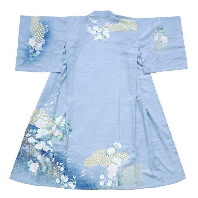 Kimono Femme Fleuri-Bleu Clair-M-