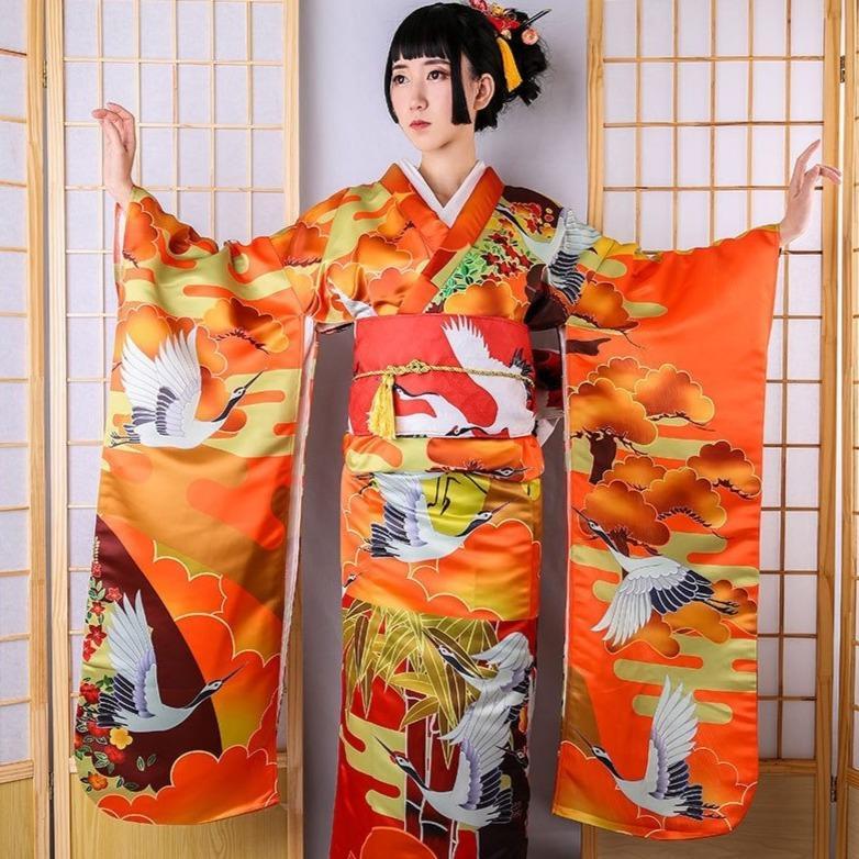 Kimono Femme Furisode Vol de Grues-