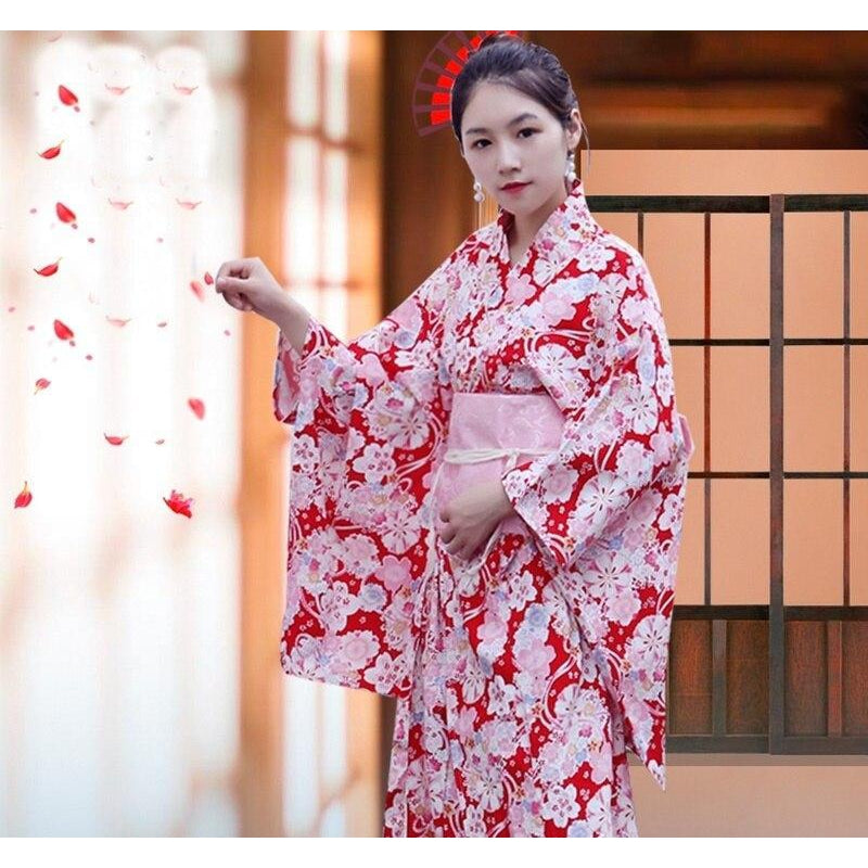 Kimono Femme Long Rose-