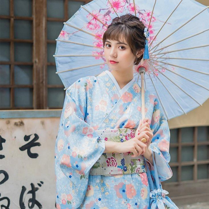 Kimono Femme Traditionnel Bleu Clair-