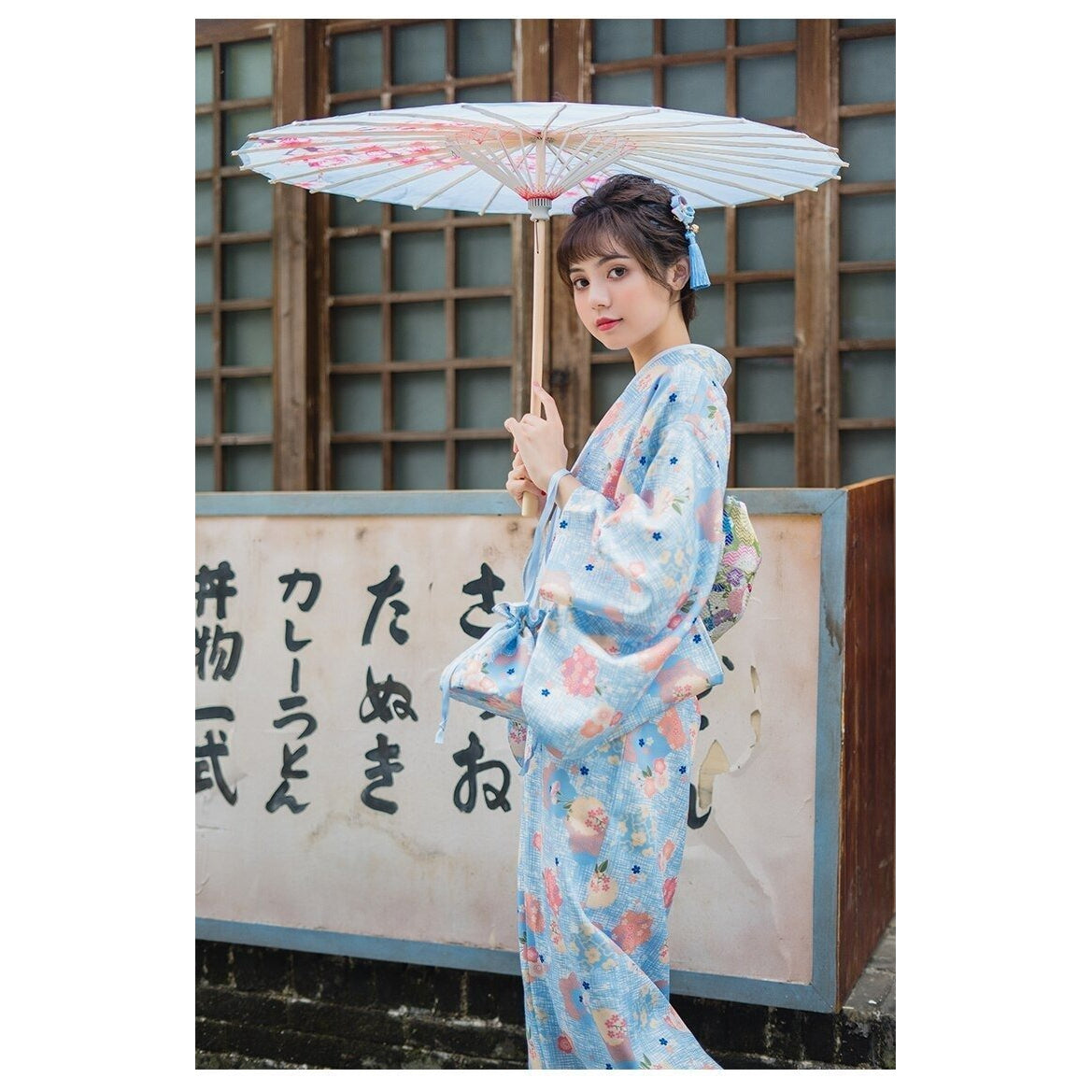 Kimono Femme Traditionnel Bleu Clair-