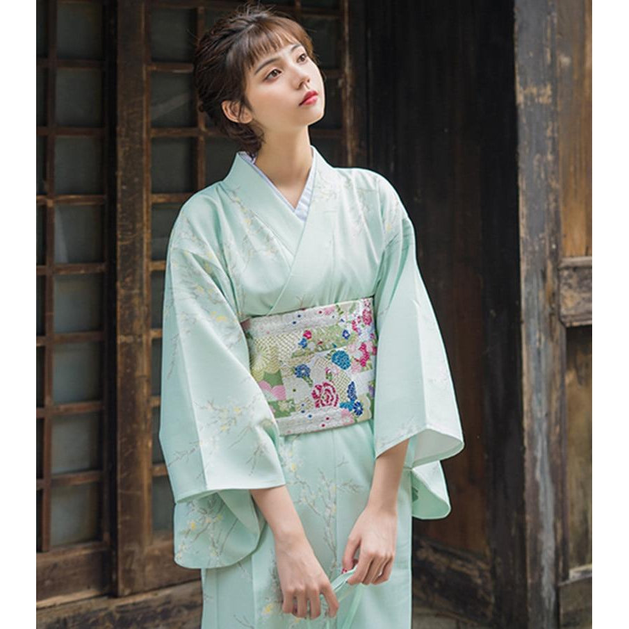 Kimono Fleuri Femme Bleu-