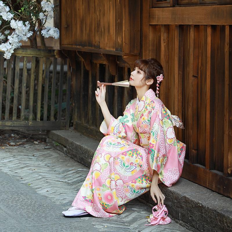 Kimono Fleuri Femme Rose-