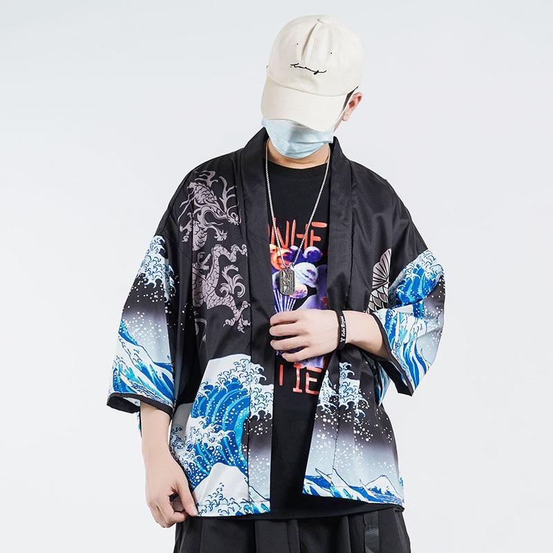 Kimono Homme Veste Noir-