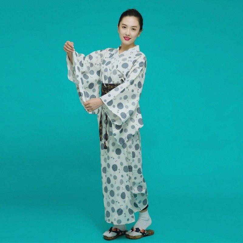 Kimono Japonais Ancien Femme-Blanc-M-