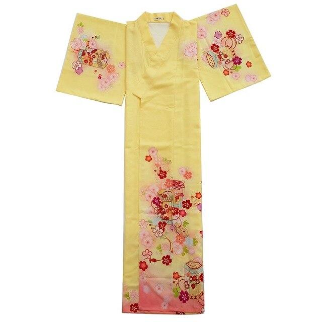 Kimono Japonais Femme Ancien-Jaune-L-