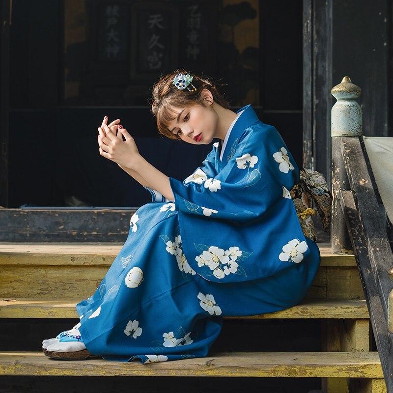 Kimono Japonais Femme Bleu-