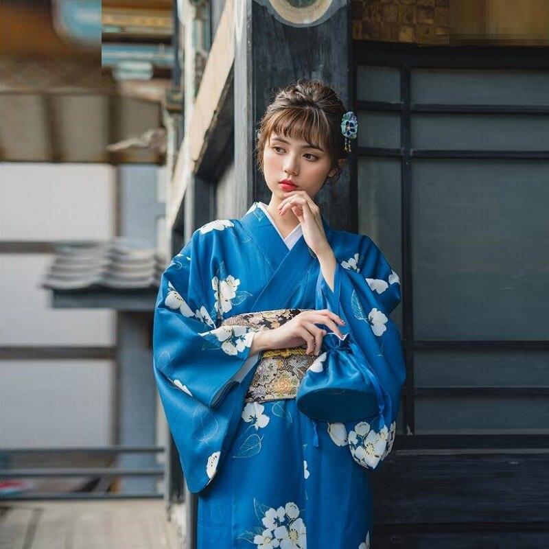 Kimono Japonais Femme Bleu-