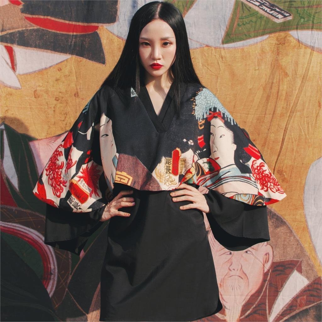 Kimono Japonais Traditionnel Court Femme-
