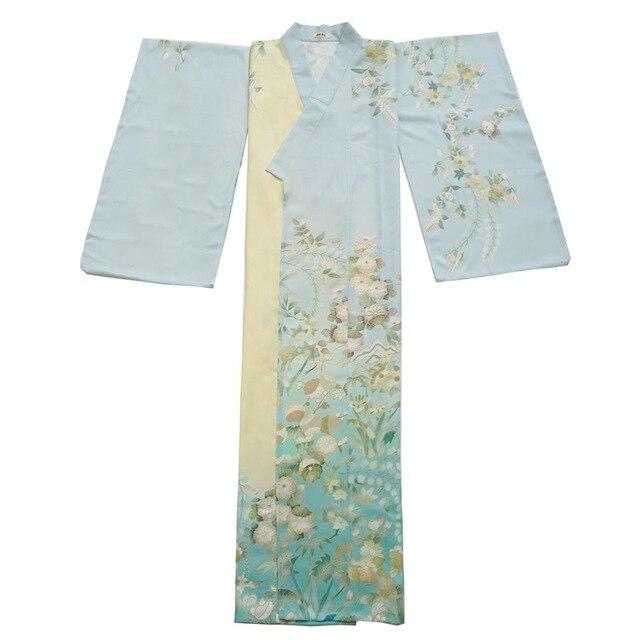 Kimono Japonais Traditionnel Femme-Bleu Ciel-L-