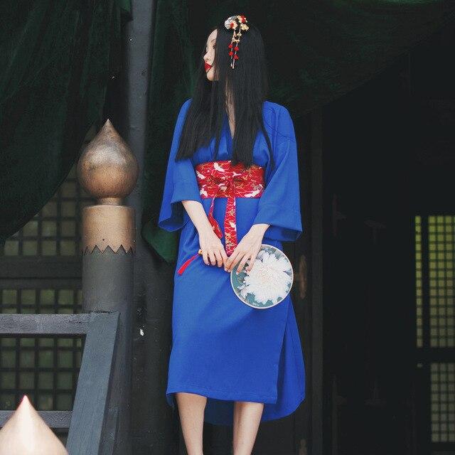 Kimono Long Bleu Femme-