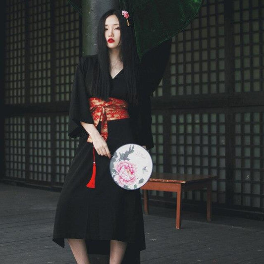 Kimono Long Noir Femme-