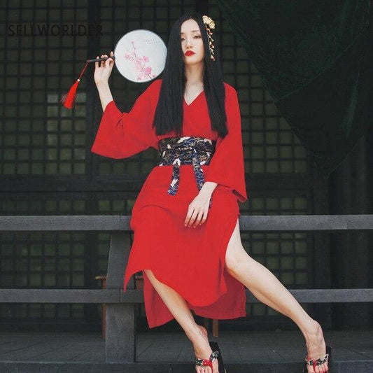 Kimono Long Rouge Femme-