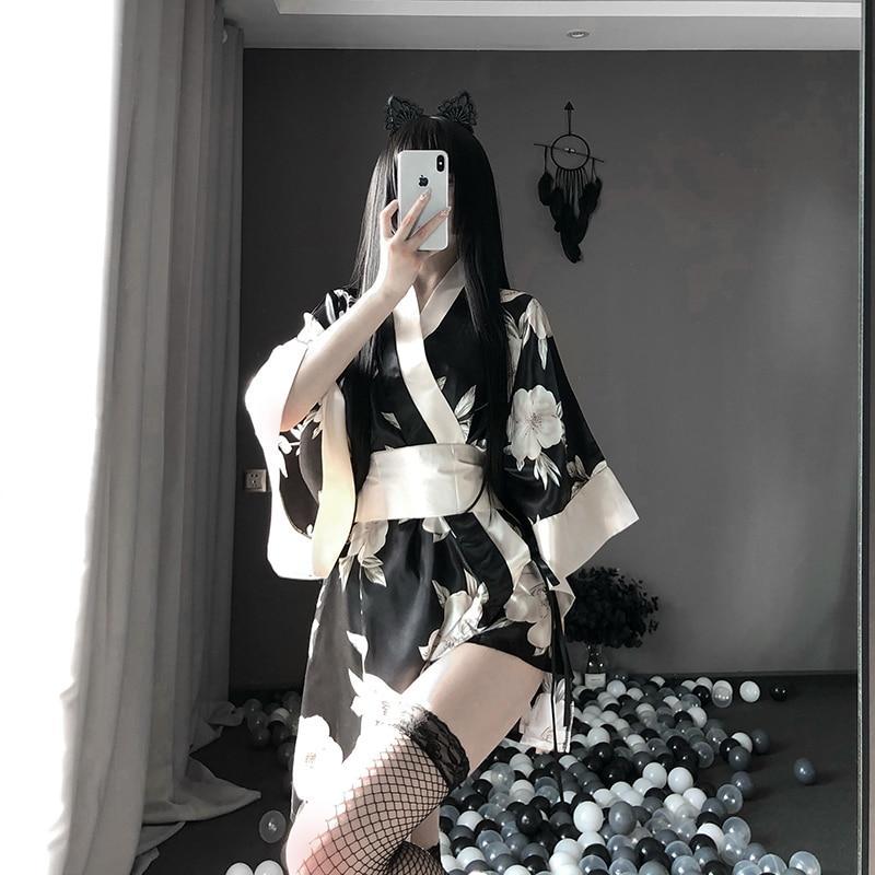 Kimono Sexy Geisha-Noir-