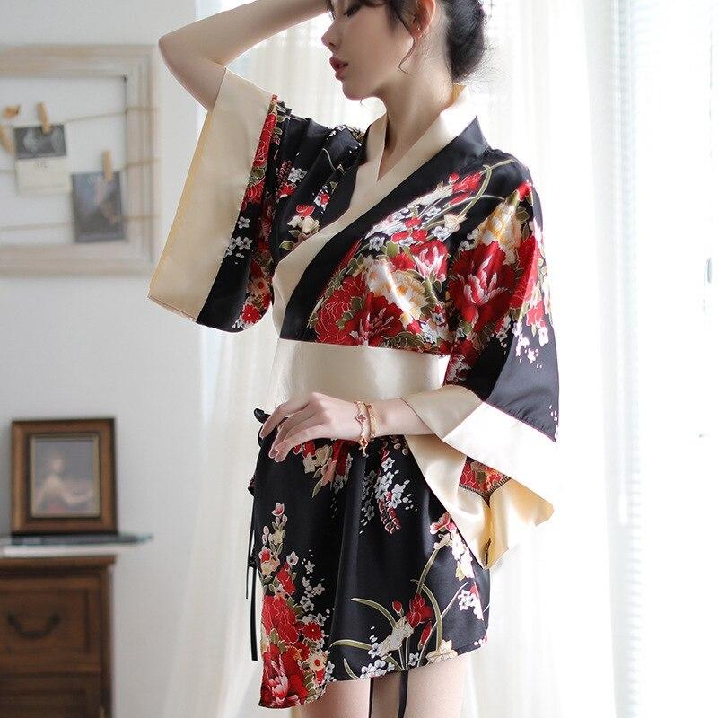 Kimono Sexy Nuit Femme-Noir-