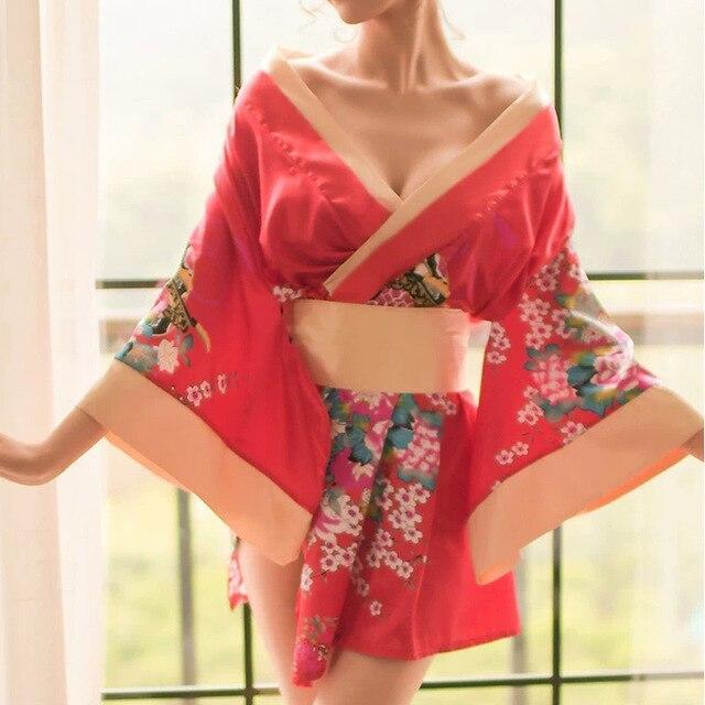 Kimono Sexy Nuit Femme-Rouge-