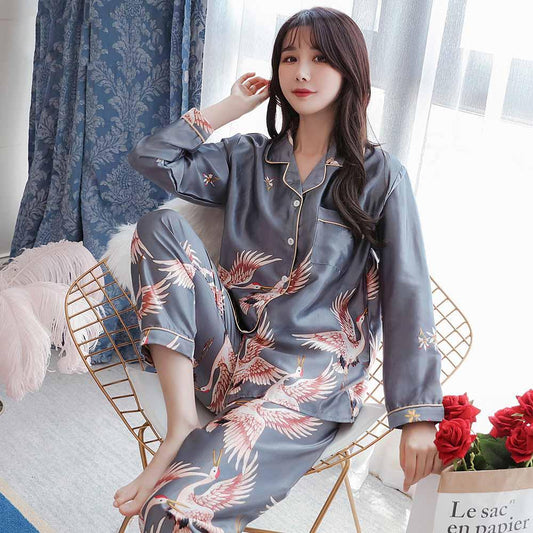 Pyjama Femme Soie Japonais Gris-