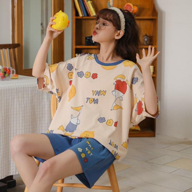 Pyjama Japonais Femme Canard-Beige-XXL-