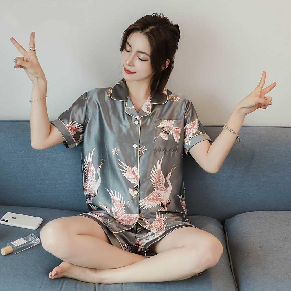 Pyjama Japonais Soie Gris-