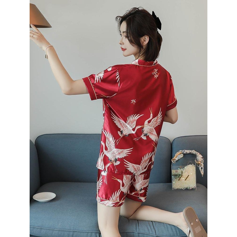 Pyjama Japonais Soie Rouge-