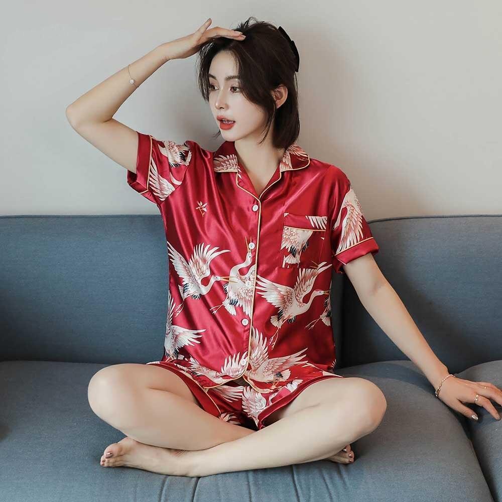 Pyjama Japonais Soie Rouge-