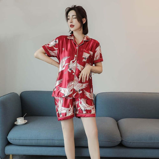 Pyjama Japonais Soie Rouge-