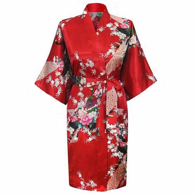 Robe Kimono Imprimé Sakura Rouge-Rouge-S-