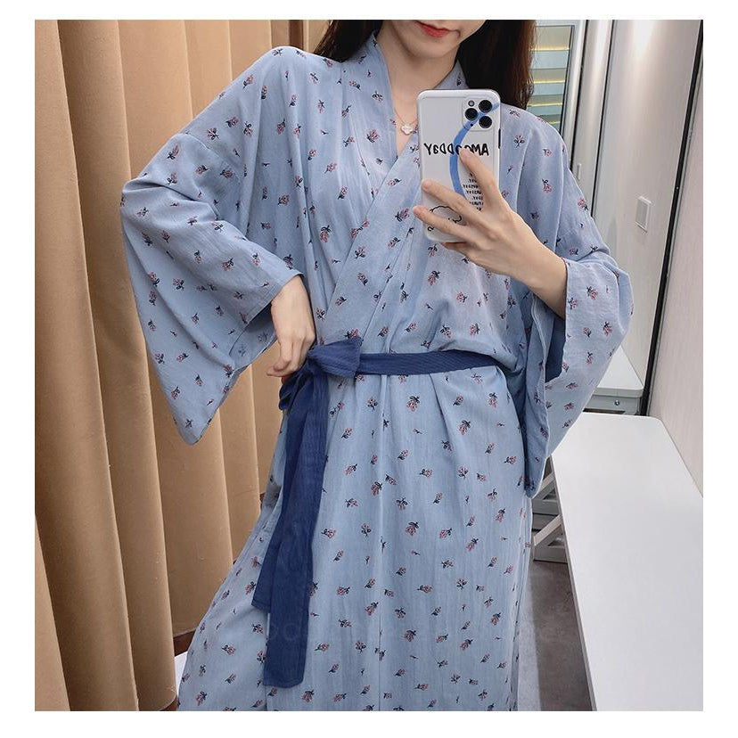 Robe de Chambre Kimono-Bleu-