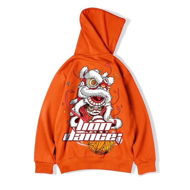 Sweat Imprimé Japonais-Orange-M-