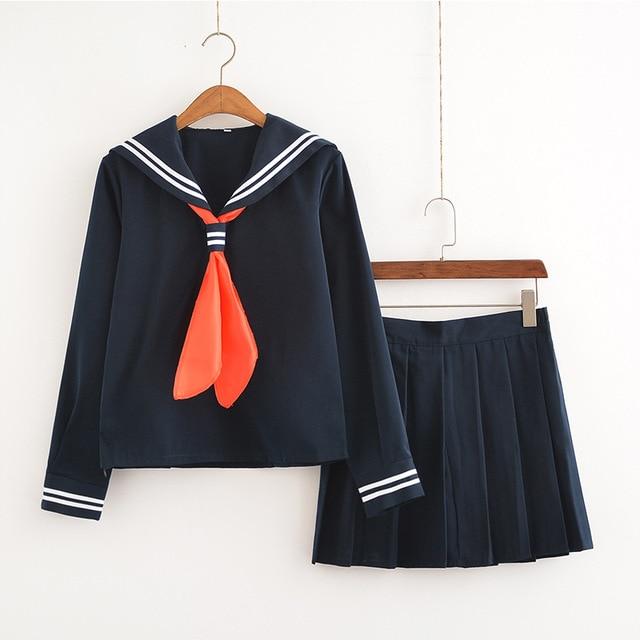 Uniforme Japonais Bleu Marine-Bleu - Long-S-