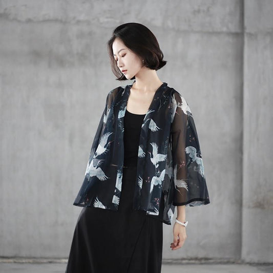 Veste Kimono Femme Noir-