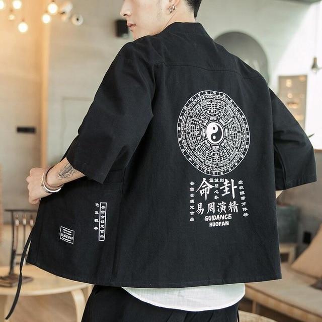 Veste Kimono Homme Coton-Noir-XXXL-