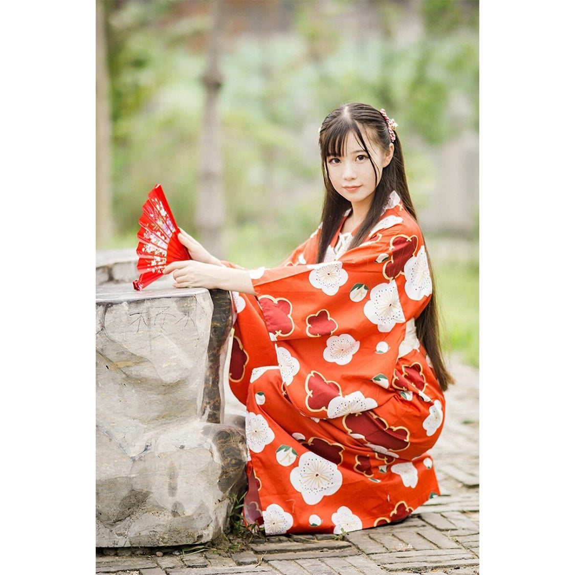 Yukata Femme Floral Rouge-